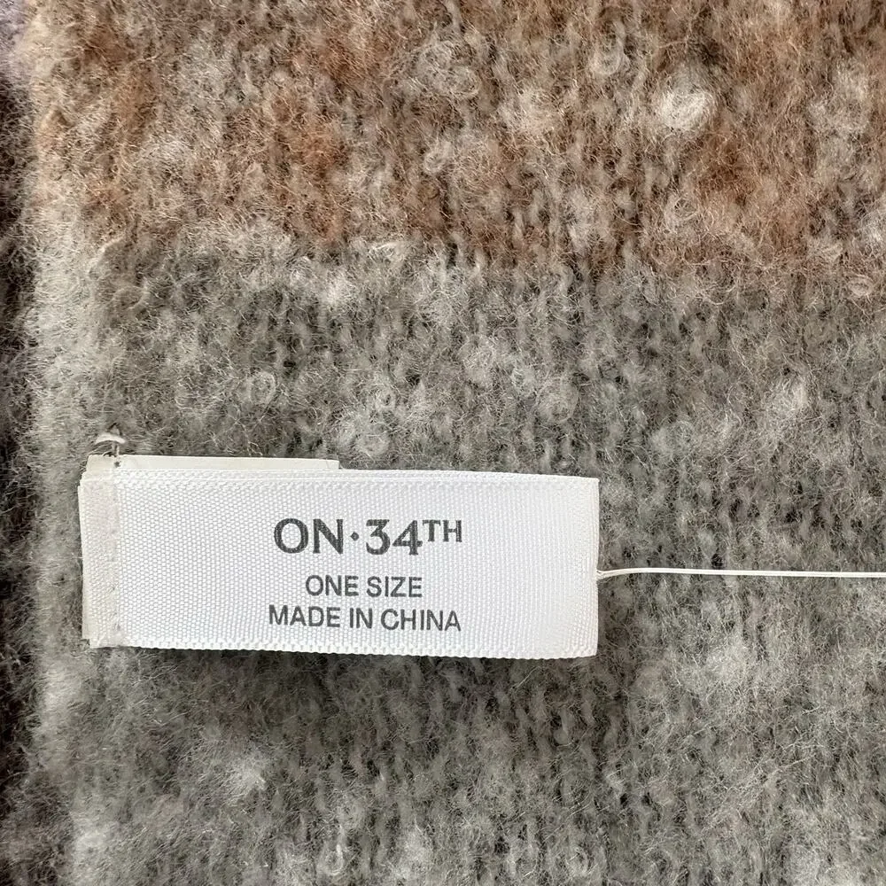 New On 34th Classic Large Check Supersoft Wrap Scarf Gray, Brown, Lavender